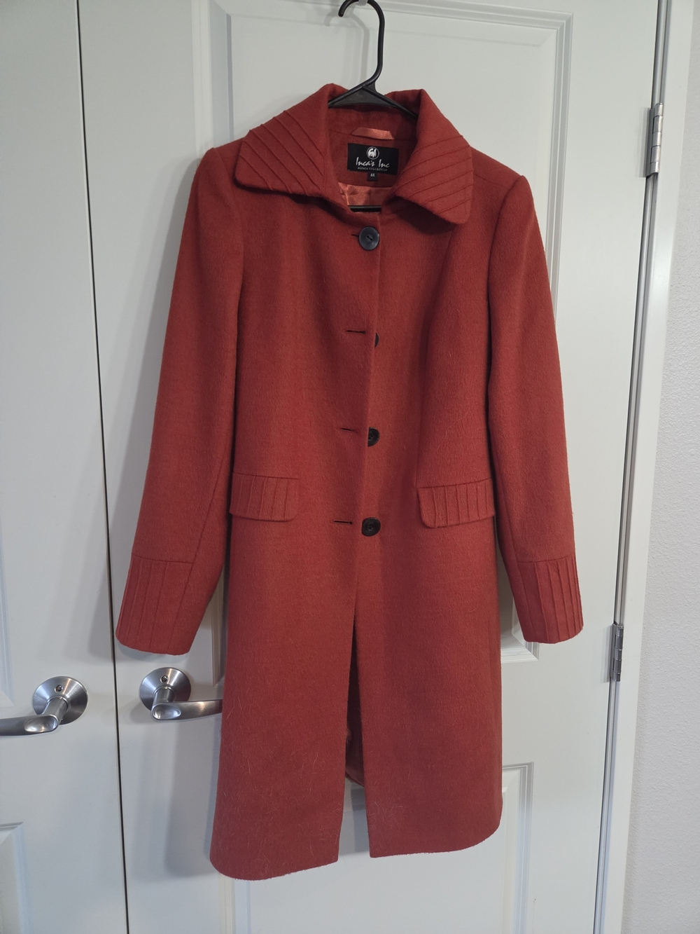Burnt Orange, Baby Alpaca, Hand-made, Wool Blend Peruvian Peacoat